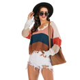 thumbnail image 1 of Women‘s Fashion Color Block Pullover Long Sleeve Hollow-out Distressed Tassels Sweater, 1 of 7