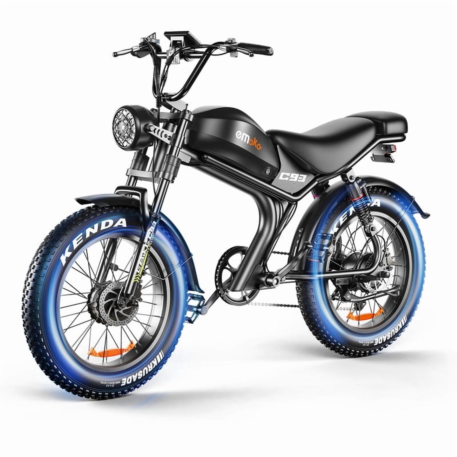 Emokobike Dual Motor 2000W 32MPH Electric Bike for Adults, 48V 23Ah Removable Battery,20" Fat Tire Full Suspension Moped Style eBike UL2849