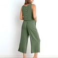 thumbnail image 3 of zanvin Camisole pour Femmes, Ensemble Estival 2 Pcs Mode Femme Col Rond Uni Sans Manches Blouse + Pantalon Ample à Poches, 3 of 4