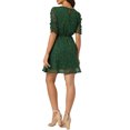 thumbnail image 3 of INSPIRE CHIC Robe pour Femme à Col Rond, Manches Froncées, Étoiles Métalliques Brillantes, Vert Foncé, TG, 3 of 5