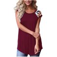 thumbnail image 4 of CHGBMOK Débardeurs Blancs Grande Taille pour Femmes T-Shirt Imprimé Décontracté Col Rond Manches Courtes Mode Été Plage en Solde, 4 of 7