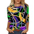 thumbnail image 1 of Outfmvch Chemises Mardi Gras pour Femmes, Manches 3/4 Hauts pour Femmes, Tenue Mardi Gras pour Femmes, Blouses pour Femmes, Hauts d'Entraînement pour Femmes, Tunique Graphique de Carnaval Manches 3/4 Col Rond Blouse Verte 4TG, 1 of 5