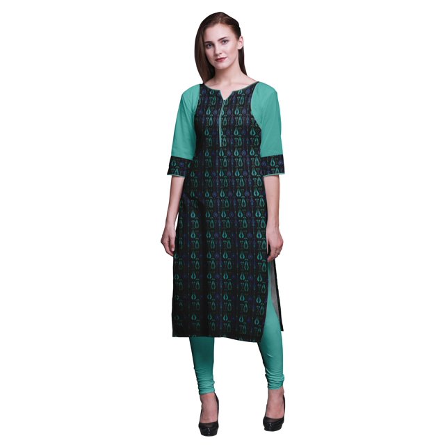 Bimba Cotton Printed Straight Kurtis For Women Panel Kurta Summer Tunic-X-Large