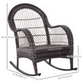 thumbnail image 3 of Outsunny Outdoor Rocking Chair with Seat and Back Cushion, Outdoor PE Rattan Garden Chair with Curved Armrests, for Porch, Backyard, Poolside, Blue, 3 of 10