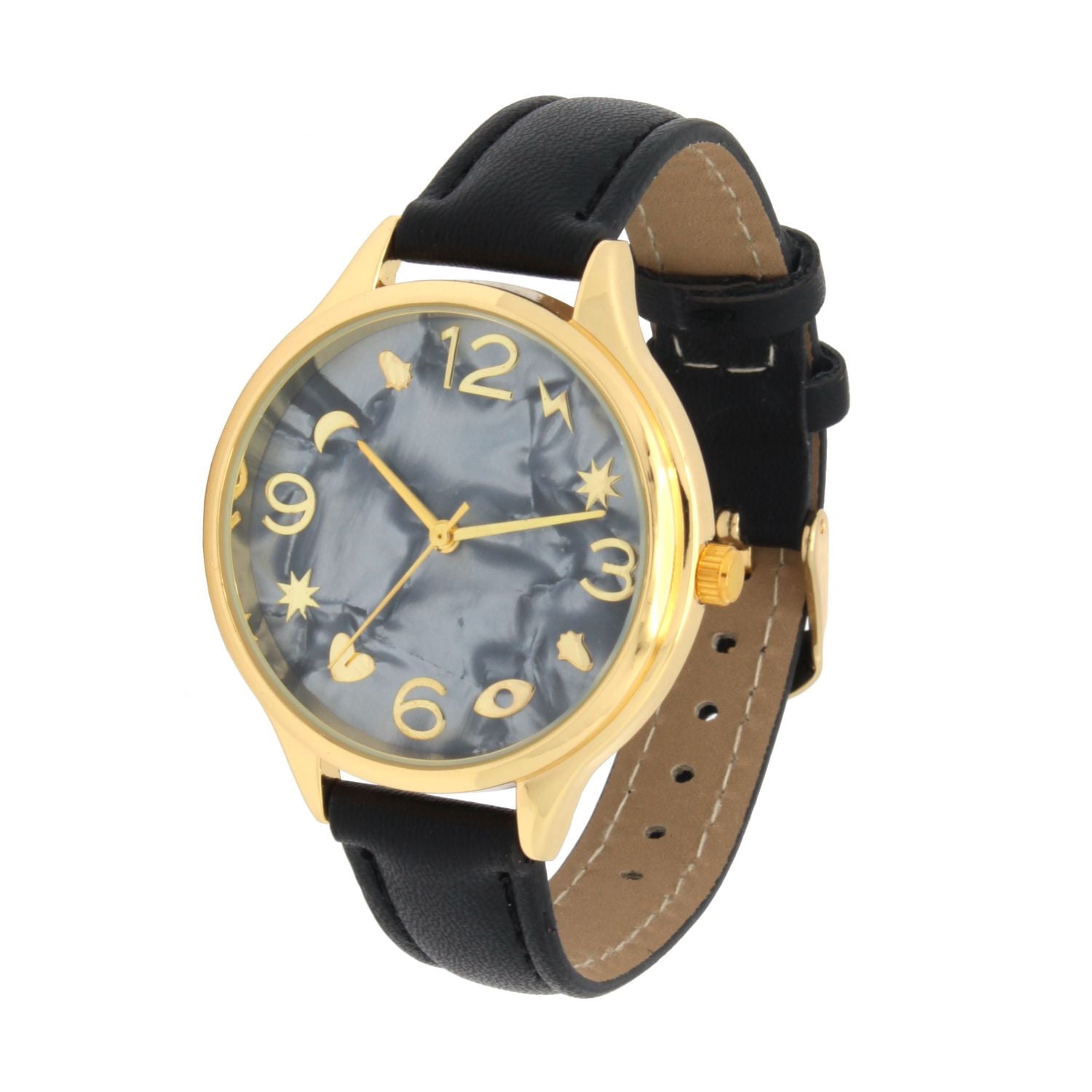 Ladies  black strap Watch and Necklace