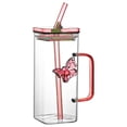 thumbnail image 1 of Glass Tumbler With Handle Double-Wall Glass Straw Cup Stylish Two-Way Straw Tumbler Elegant Handle Glassware Set, 1 of 7