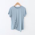 thumbnail image 2 of Birdeem Womens Round Neck Not Irregular Solid Color Short Sleeved Loose T-Shirt Short Sleeved Round Neck Top/Shirt, 2 of 12
