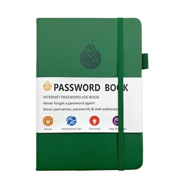 Book Journal Reading Log Elegant Password Book with Alphabetical Tabs Hardcover Password Book for Internet Website Address 5.2" X 7.6" Password and Organizer W/Notes & Back Pocket Password Notebook