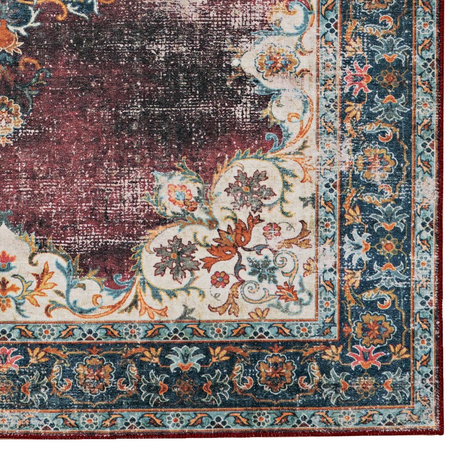 Tapis lavable Bryant 5 pi x 7 pi ivoire et bordeaux