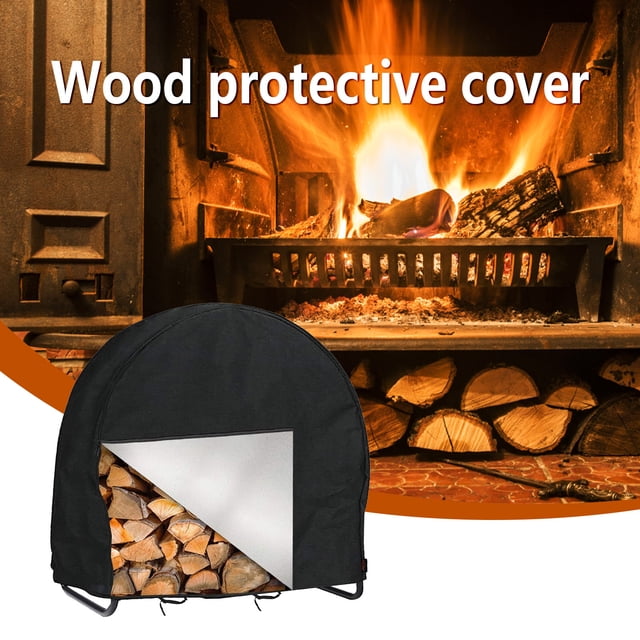 mtvxesu Heavy Duty Firewood Log Rack Cover with Openable Front Flap, Weatherproof Outdoor Patio Firewood Cover, Anti-Wind Design, 48" Long X 24" Wide X 48" High, 1 Piece