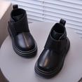 thumbnail image 3 of Bottes d'Hiver pour Enfants Couleur Unie en Cuir Court Style Britannique, 3 of 5