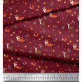 thumbnail image 3 of Soimoi Moss Georgette Fabric Floral,Deer & Fox Kids Print Sewing Fabric Yard 42 Inch Wide, 3 of 4