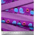 thumbnail image 2 of Soimoi Purple polyester Crepe Fabric Monster Cartoon Print Sewing Fabric Yard 42 Inch Wide, 2 of 3