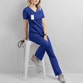 thumbnail image 2 of LYMAYTER Women Uniforms Stretchy Uniforms Regular and Petite Set Medical Scrubs Set for S-2XL, 2 of 6