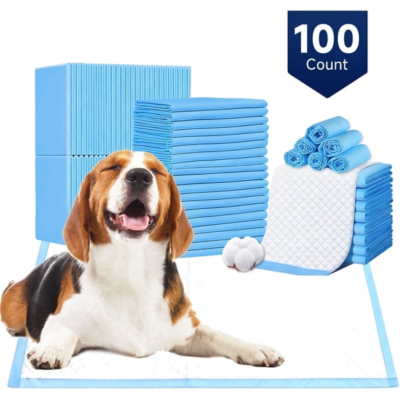 Woonono Puppy Pads Training Pads ,Super Absorbent,L,22"X 22",100 Count Disposable Dog Pee Pads