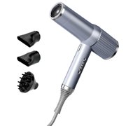 Bunblic Hair Dryer Mini Air Blower Blow Dryer Hair Tool for Home Use Fine Thick Natural Wave Frizzy Hair Dorm Hotel Women Curly Hair gray 3 Nozzle