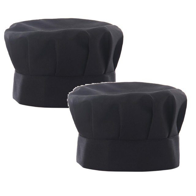 Oleegame 2PC Pretty Apron Chef Hat Adult Adjustable Baker Kitchen Cooking Chef Cap Black