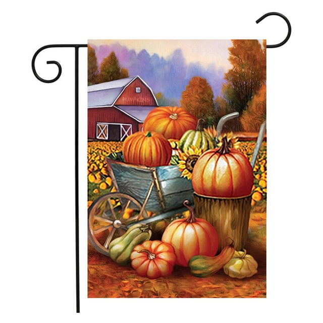 Garden Flag Thanksgiving Day Outdoor Banner 3D Printing Decoration Hanging Autumn Sign, Type 4