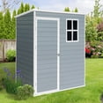 thumbnail image 4 of Remise de Rangement, Entrepôt Extérieur en Résine Gris 5 Pi X 3 Pi, avec Plancher et Porte Verrouillable, Mini Remise Légère, Imperméable et Résistante aux Intempéries pour Cour Arrière, Pelouse, Patio, Rangement de Petits Articles, 4 of 10