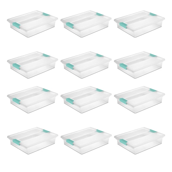 Sterilite 5.7 Qt. Plastic Stackable Storage Bin w/Clear Latch Lid (12 Pack)
