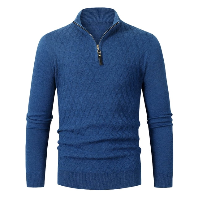 TIMIFIS Chandails Doux pour Hommes Col Roulé à Quart de Glissière Chandail à Col Roulé Classique Côtelé Léger Chandail à Col Roulé Automne/hiver