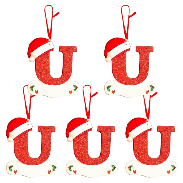 Agiferg Noël Petit Chapeau Rouge Lettre Pendentif DIY Nom Inscriptible 26 Lettre Pendentif 5PCS