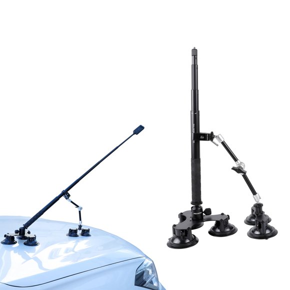 PellKing Suction Car Mount Kit for Insta360 X3 X2 GO 3 4 in1 Suction Cups with 114cm Selfie Stick Camera Triple Suction Mount Kit for Action Cameras Compatible with GoPro 11 10 9 8 7(with Stick)