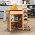 thumbnail image 4 of Costway 35.5" Kitchen Island Cartwith Lockable Wheels Drawer Open Shelves Towel Bar, 4 of 10
