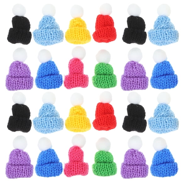 KAKOWELY 40pcs Mini Woollen Hat Knitted Santa Hat Handwork Accessories Clothes Decoration,1.57"X1.57"X0.79"