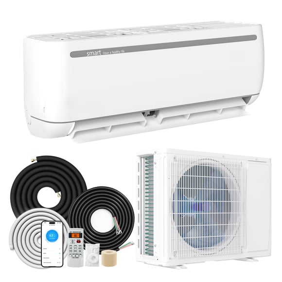 DEXTRUS Climatiseur Mini-Split 18000 BTU avec Thermopompe, Wi-Fi et Alexa, 19 SEER2, Couvre 1250 Pi2, Trousse d'Installation Incluse, Blanc