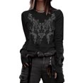 thumbnail image 4 of Fortune T-Shirts Goth pour Femmes à Manches Longues, Coupe Ajustée, Court, T-Shirts Vintage, 4 of 4
