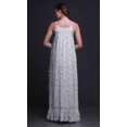 thumbnail image 3 of Bimba Robe Longue Maxi Imprimée Light Lavender Blue2 à Ruban Floral et Couronne de Roses Blanches pour Femmes, Nuisette en Rayonne à Bretelles Spaghetti, Vêtement de Nuit pour Dames X-Small, 3 of 5