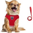 thumbnail image 1 of Dog Harness and Lead Set, Soft Mesh Padded Harness for Puppies and Cats, Reflective, Adjustable, Breathable Chest Harness for Walking, Running, Training （Red,M）, 1 of 7