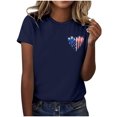thumbnail image 4 of Hauts d'Été pour Femmes Jour de L'Indépendance Drapeau Col Rond Imprimé Lettre Manches Courtes T-Shirts pour Femmes Marine L, 4 of 4