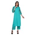 thumbnail image 2 of Moomaya Ensemble Kurta Ethnique Imprimé Palazzo à Col Rond en Coton Slub pour Femmes Grande Taille, 2 of 5