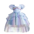 thumbnail image 1 of NiSHUIHAN Jolies Robes d'Été pour Femmes Enfants Robe Princesse en Tulle à Manches Courtes Bébé Fille Robe Nœud Bleu 150, 1 of 9