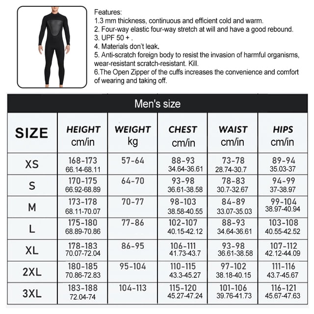 Combinaison de Plongée Haute Efficacité Anti-Froid Maillots de Bain Confortables Écran Solaire Puissant Réduire la Résistance à l'Eau Combinaison Classique Col Rond Homme Noir m