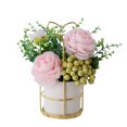 thumbnail image 2 of mmirethe Fake Peony Silk Hydrangea Flower Realistic Appearance Artificial Flowers With Vase Simulation Flower Set Low Maintenance Pinellia Pink 1Set, 2 of 6