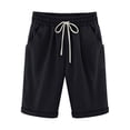 thumbnail image 1 of Pisexur Womens Shorts Cotton Linen Drawstring Solid Color Gym Workout Shorts Summer Comfy Elastic Waisted Shorts Plus Size Lounge Shorts Casual Beach Knee Length Shorts with Pockets,S-6XL, 1 of 3