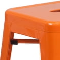 thumbnail image 3 of 24'' High Backless Orange Metal Indoor-Outdoor Counter Height Stool with Square Seat, 3 of 9