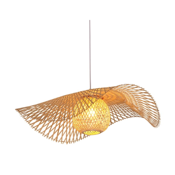 Woven Bamboo Pendant Light Farmhouse Vintage Chinese Style Wicker Rattan Ceiling Diameter 55cm