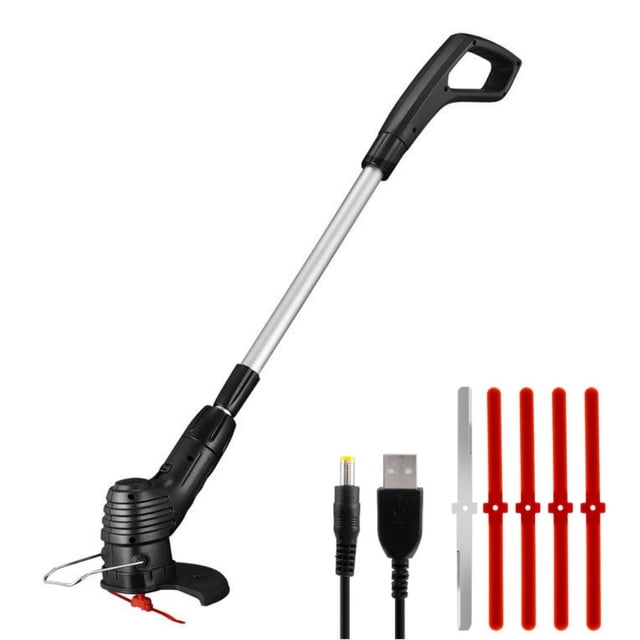 MesaSeCA Tondeuse Électrique Portative pour Gazon, une Tondeuse à Cordes Sans Fil avec un Corps Léger en Aluminium et ABS, une Poignée Ergonomique et une Hauteur Réglable. Comprend un Moteur de 13000 Tr/min, un Anneau de protection en Métal anti-collision et un Verrou de Sécurité. Comprend un Câble de Chargement USB, des Bandes de Tonte en nylon et une Lame en Acier Inoxydable.