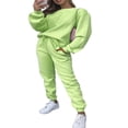 thumbnail image 2 of Femmes Sweat-Shirt Ensemble Manches Longues Col Rond Pantalons de Survêtement Ensemble Solide Activewear Set, 2 of 3