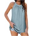 thumbnail image 1 of Timegard Eyelet Tank Top for Women Round Neck Ruched Sleeveless Comfy Casual Tee Shirts Summer, 1 of 2