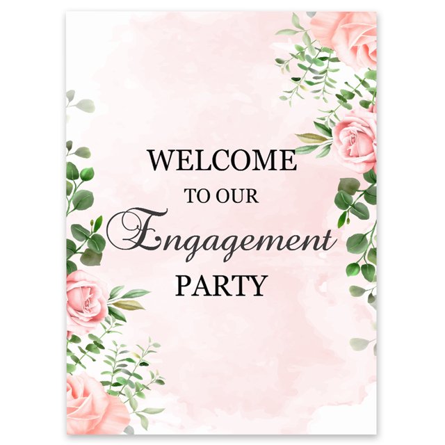 Darling Souvenir MADE WITH LOVE Pink Rose Theme,WelcomeSignLarge Decorative PosterWelcomeTo Our Engagement Poster For Easel Party Collection- 18x12