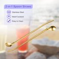 thumbnail image 4 of Unique Bargains 4Pack 8.6' Stainless Steel Spoon Straws Reusable Twist Handle Spoon, Gold, 4 of 5