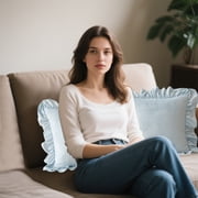 Amzcrzy Pillows, Throw Pillows, Bedding, Pillow, Holland Velvet Bedside Lace Pillow Back Cushion Soft Filling Suitable For Bedside Sofa And Floor Cushion Decorative Lumbar Support Polyester pillows