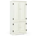 thumbnail image 1 of Costway Armoire de Rangement d'Appoint au Sol avec Tablettes Ajustables Antique à 2 Portes Blanc, 1 of 10