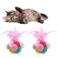 thumbnail image 2 of 2PCS Cat Ball Toy Interactive Bell Cat Pompom Toy Cat Feather Toy Cat Play Ball, 2 of 10