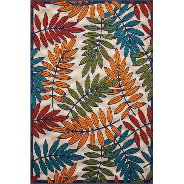 Home Roots Outdoor Multicolored Leaves Indoor Outdoor Area Rug, 5' x 8', Durable and Easy to Clean